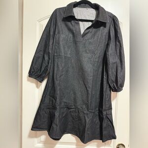 Chic Black Mini Dress with Collar